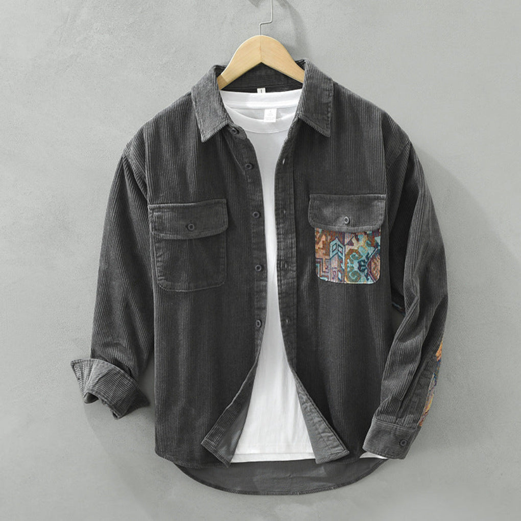 Camisa de Manga Larga Vintage para Hombres Estilo Clásico con Atractivo Atemporal