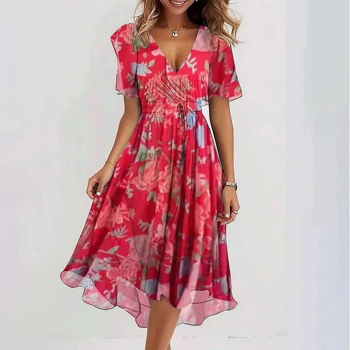 Vestido floral vaporoso de verano (hasta la rodilla)