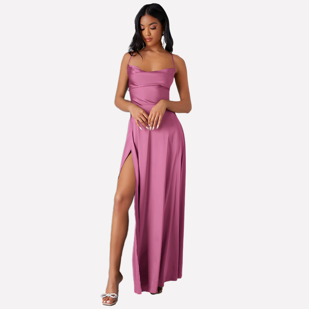Vestido Maxi Sin Espalda para Mujeres con Alto Rasgado Lateral