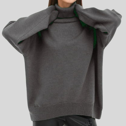 Suéter moderno de cuello alto para mujer
