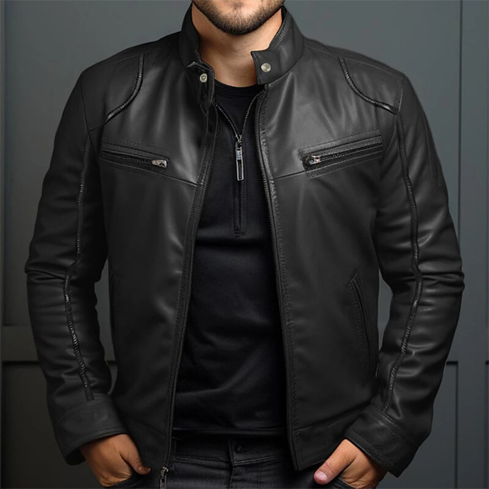 Elegante chaqueta de moto retro para hombre: estética vintage con comodidad para el día a día