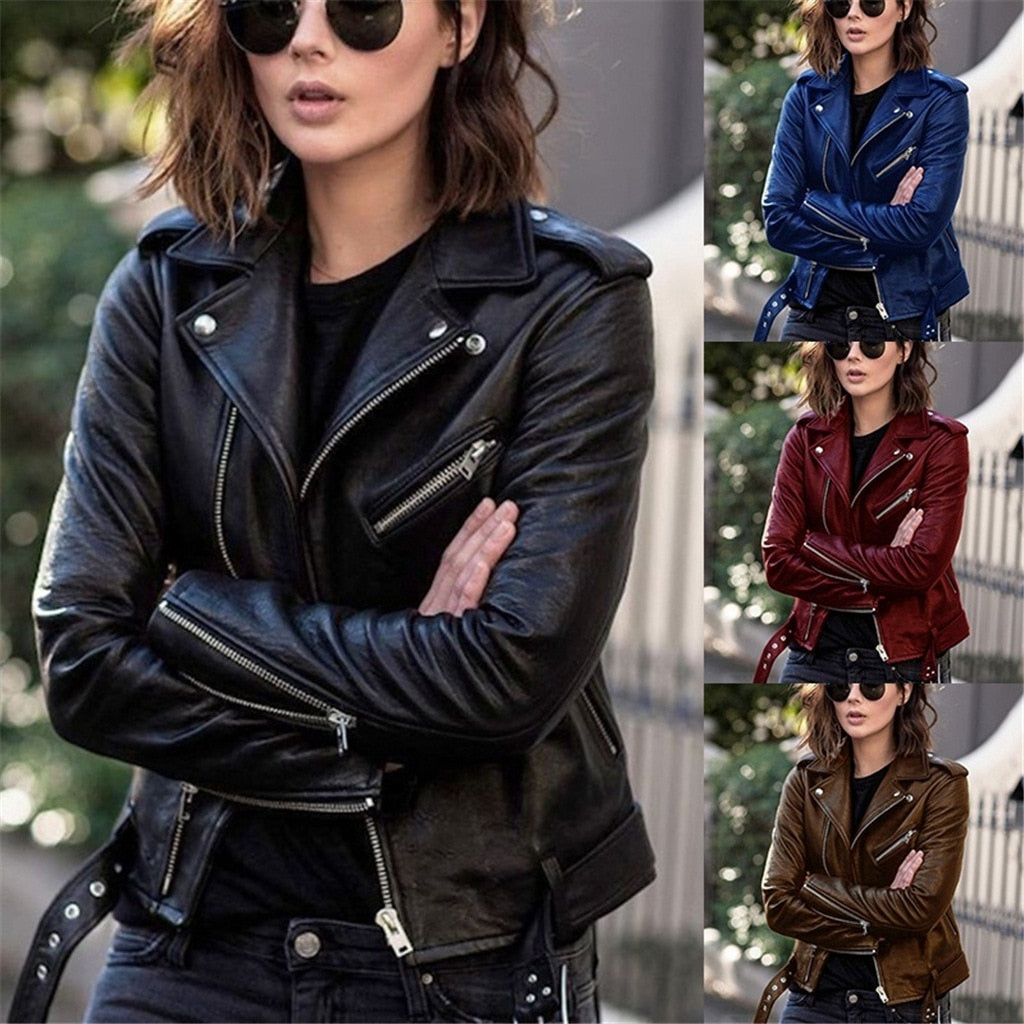 Chaqueta de piel de alta calidad en colores vibrantes