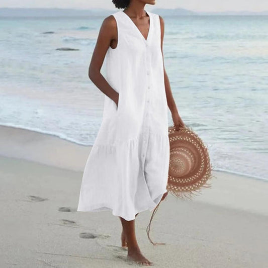 Vestido de mujer con escote en V