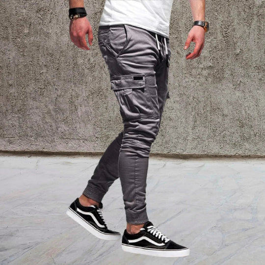 Pantalón cargo informal para hombre con bolsillos con solapa