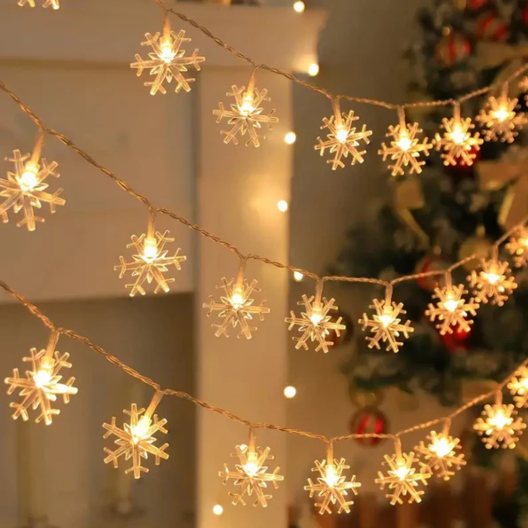Luces de Cadena de Copos de Nieve LED