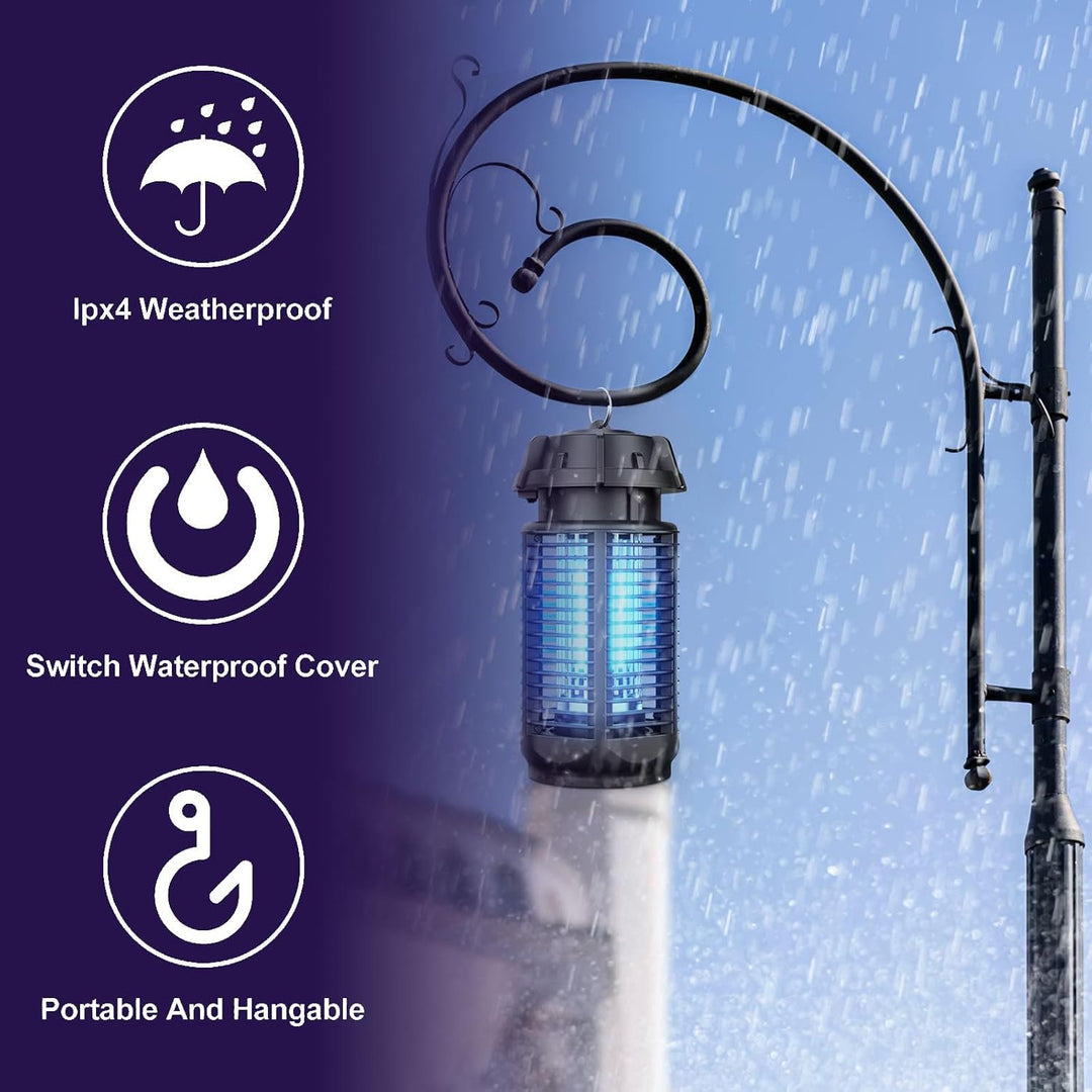 Asesino de insectos eléctrico con luz UV de 20W y 4200V de red, resistente al agua IPX4