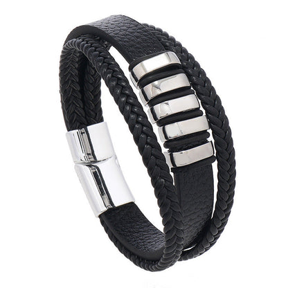 Pulsera de Cuero Estilizada para Hombre: Elegancia Atemporal para Cualquier Ocasión