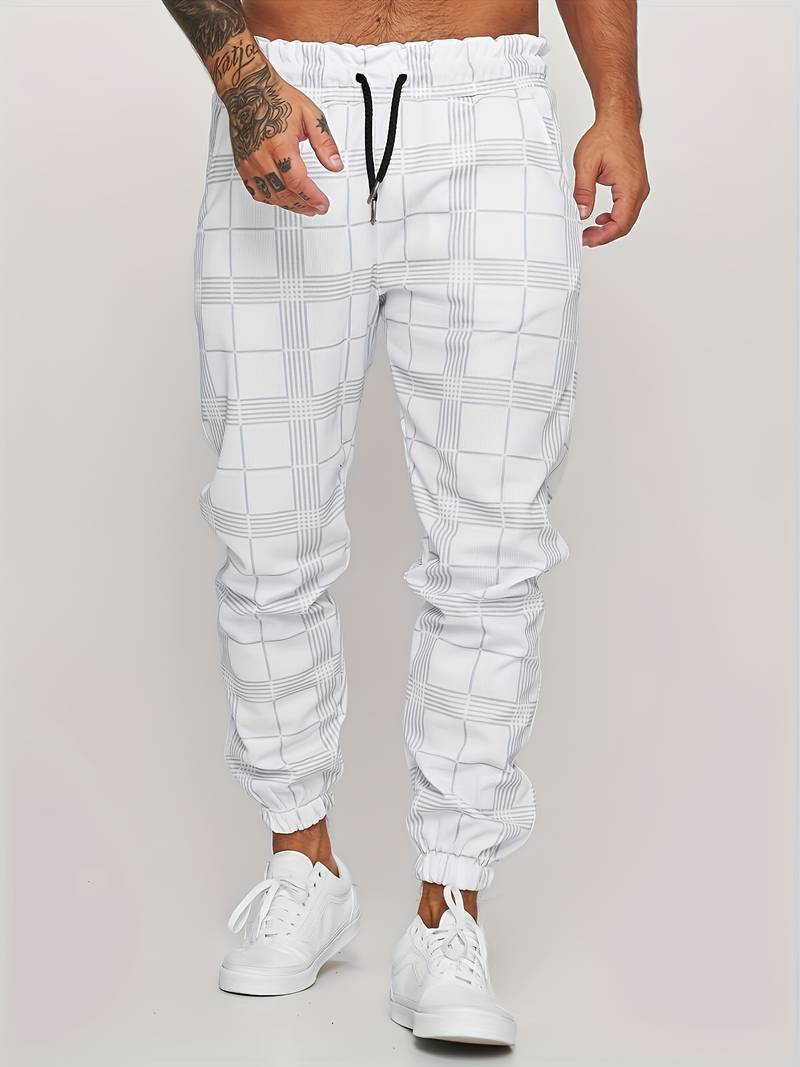 UrbanFit – Pantalones de chándal a cuadros de corte entallado para hombre