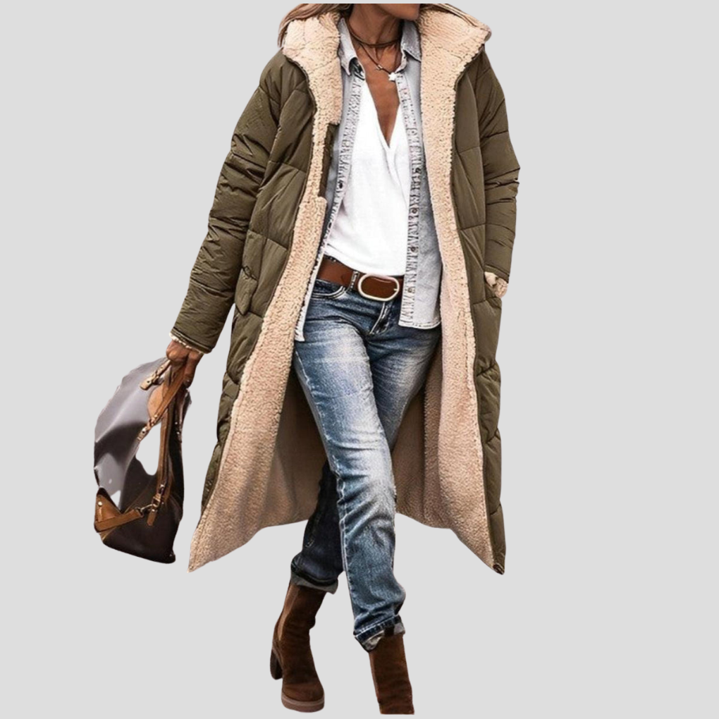 Abrigo Largo Reversible de Invierno para Mujeres – Con Capucha y Forro de Teddy