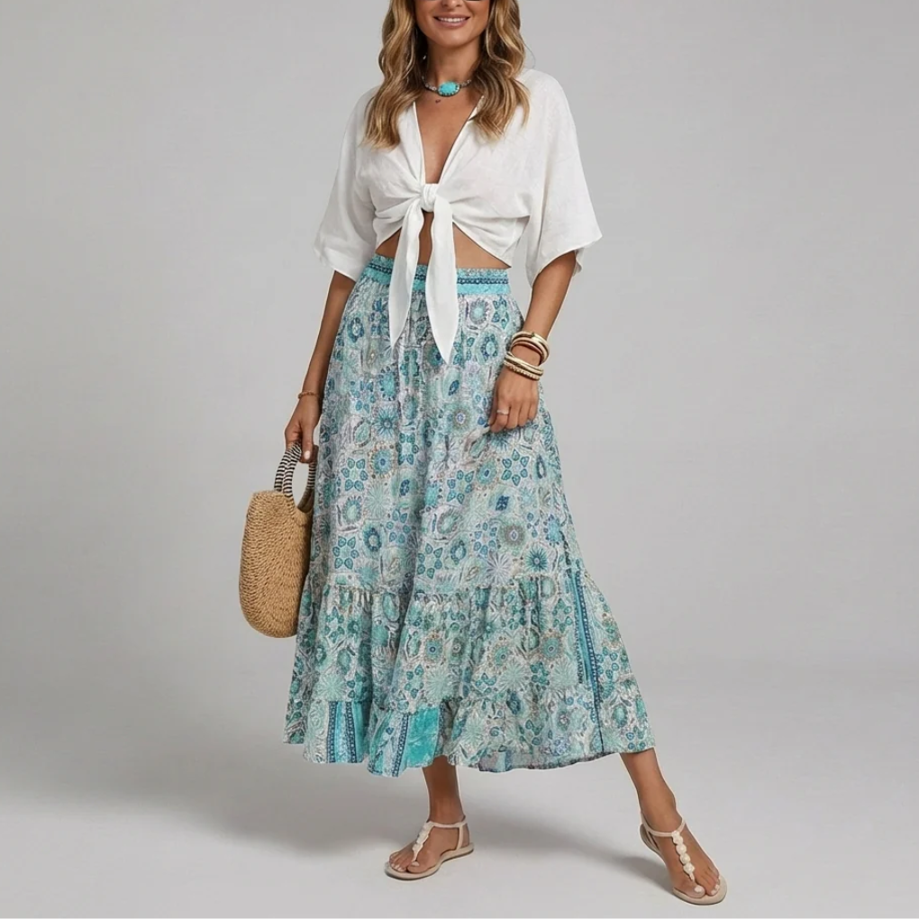 Falda Floral Larga Elegante para Mujeres