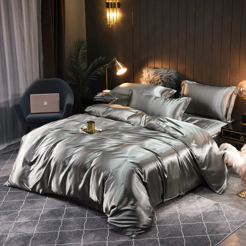 Juego de cama de satén sedoso: disfruta de un confort de lujo y un diseño elegante
