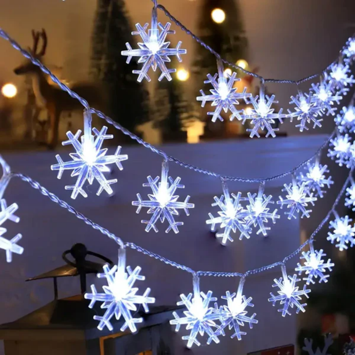 Luces de Cadena de Copos de Nieve LED