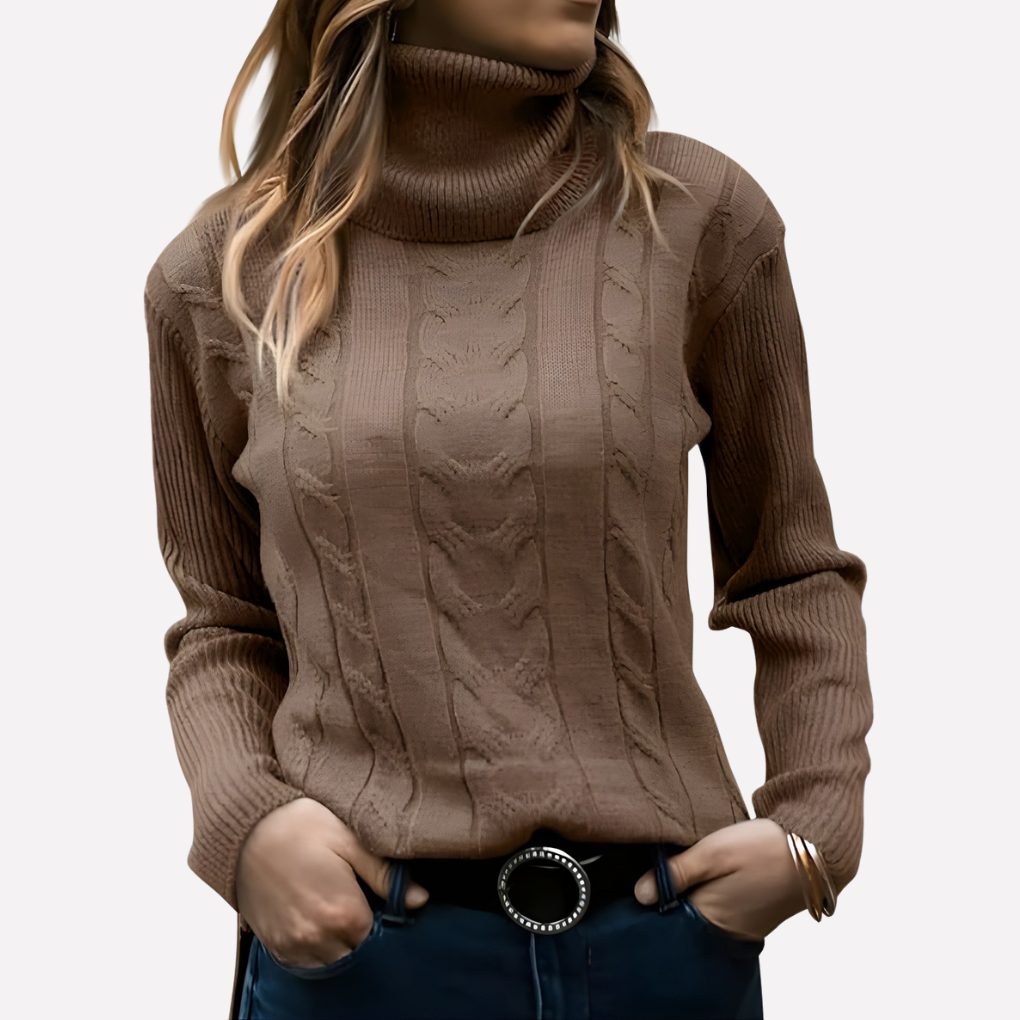 Suéter de Cuello Alto para Mujeres – Estilo Diario Relajado