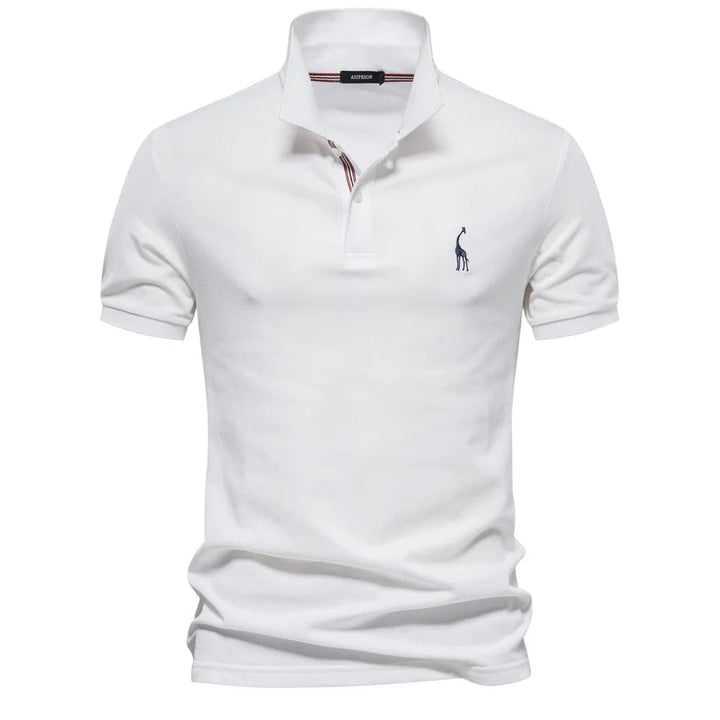 Polo de algodón de lujo con bordado de ciervo