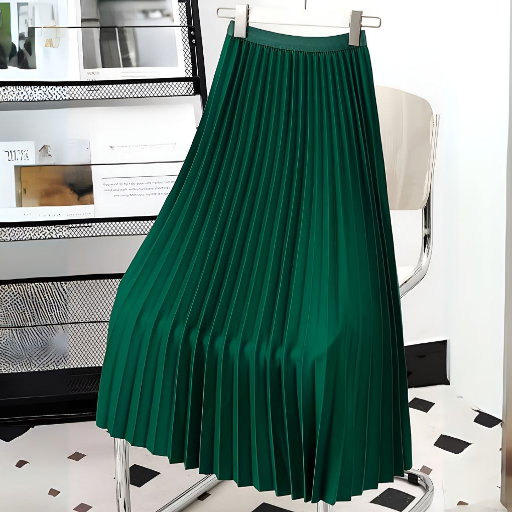 Falda plisada de satén de cintura alta