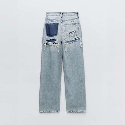 Vaqueros rotos vintage para mujer