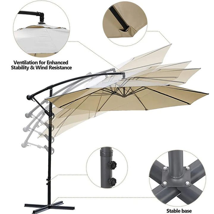 Parasol Moderno para Exterior con Sistema de Apertura Fácil con Manivela