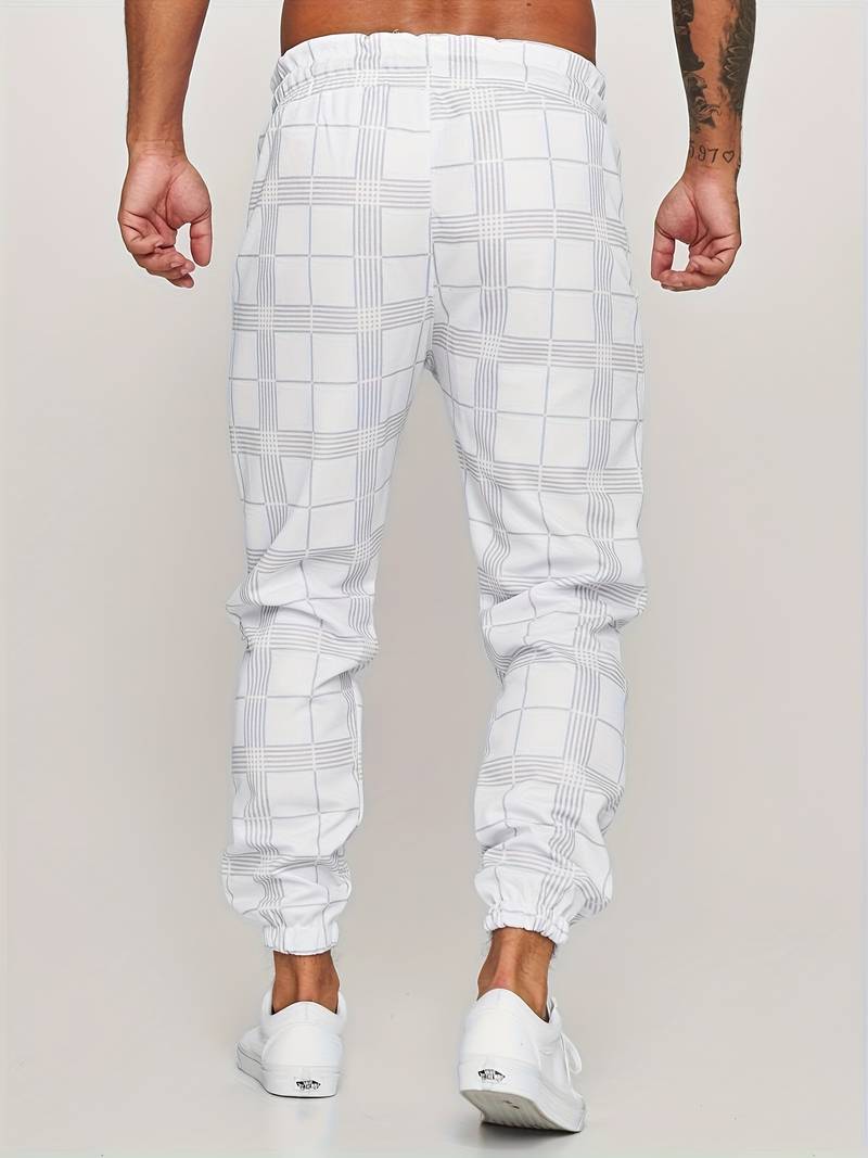 UrbanFit – Pantalones de chándal a cuadros de corte entallado para hombre