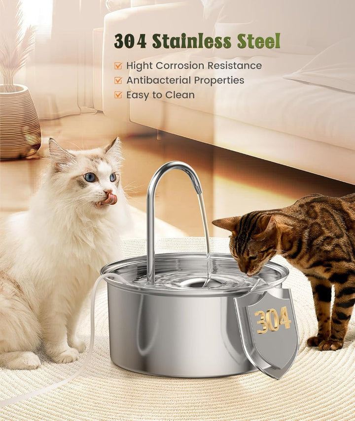 Fuente de Agua de Acero Inoxidable para Gatos y Perros Pequeños
