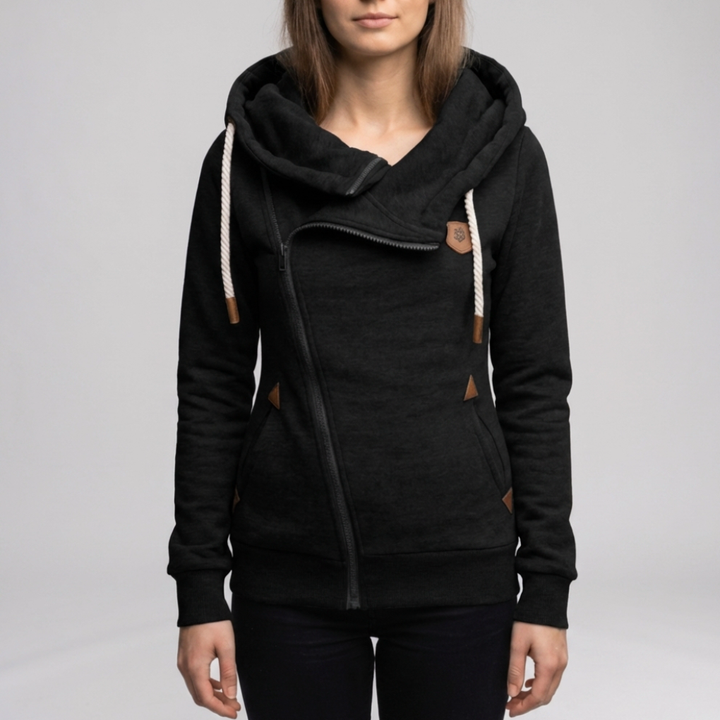 Chaqueta con Cremallera Asimétrica para Mujeres