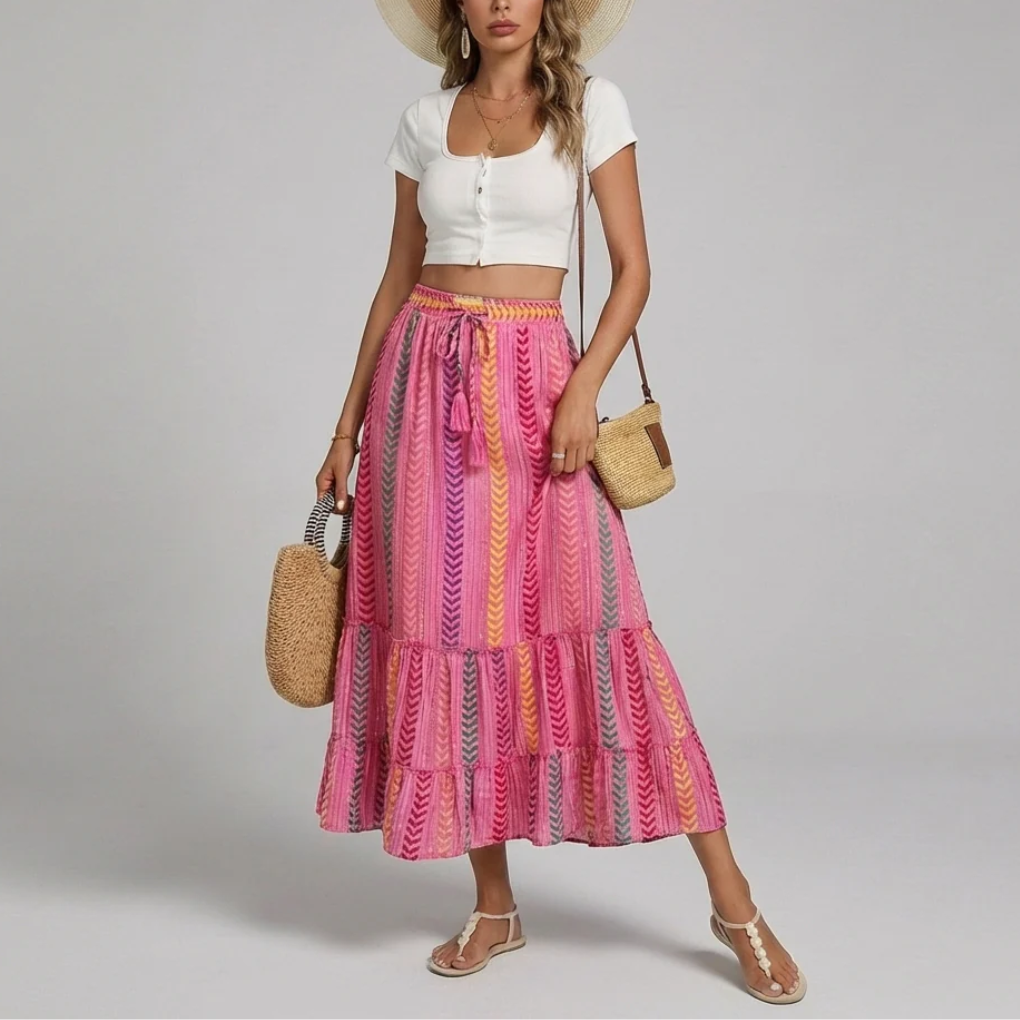 Falda Floral Larga Elegante para Mujeres