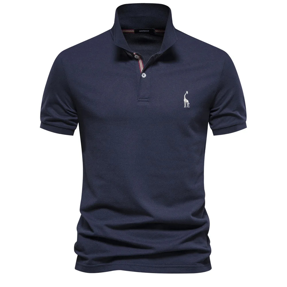Polo de algodón de lujo con bordado de ciervo