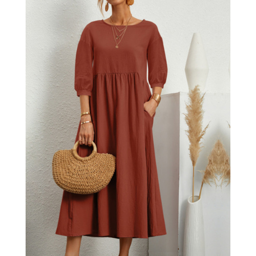 Isabelle – Vestido de Verano Elegante con Fruncidos para Mujer | Midi