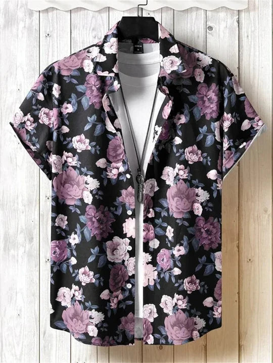 Camisa hawaiana con estampado de flores en 3D