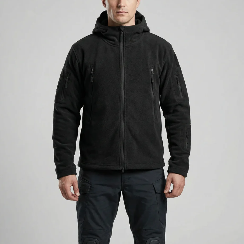 Chaqueta de Forro Polar con Capucha y Cremallera Completa para Hombres