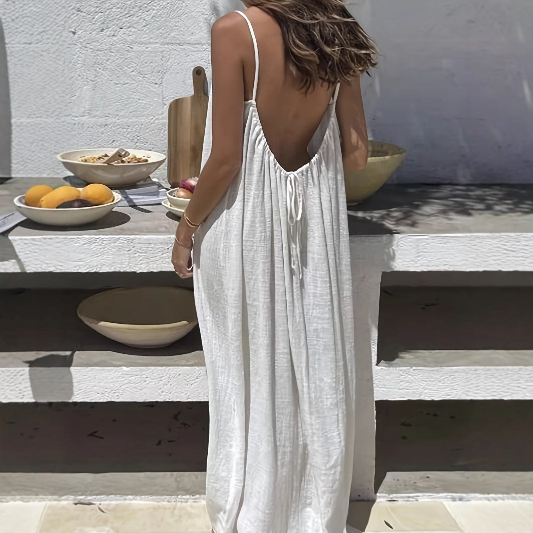 Vestido Largo Suelto Sin Espalda para Mujeres