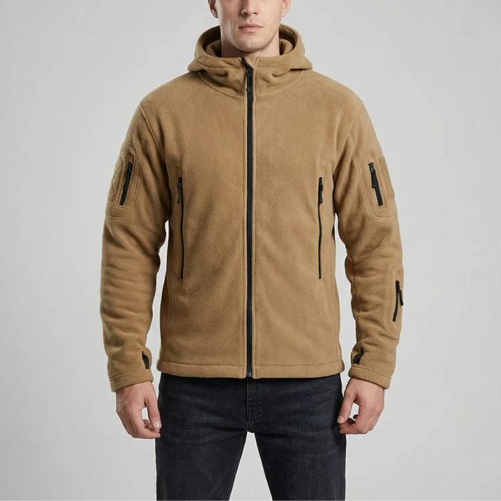 Chaqueta de Forro Polar con Capucha y Cremallera Completa para Hombres