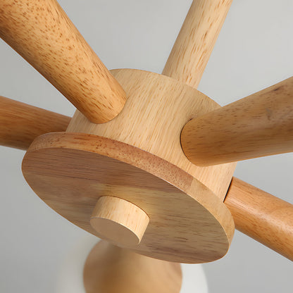 LumiNordic | Lámpara Colgante Escandinava de Madera con Pantallas de Vidrio