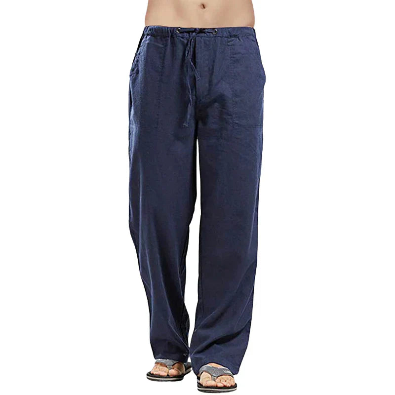 Lino – Pantalones de lino transpirables para hombre con corte oversize