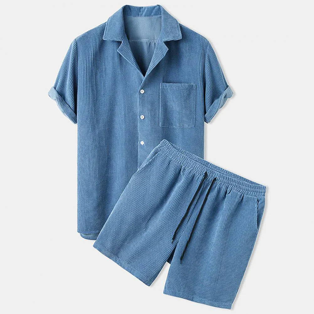 BreezeSet – Conjunto de pantalones cortos de pana para hombre