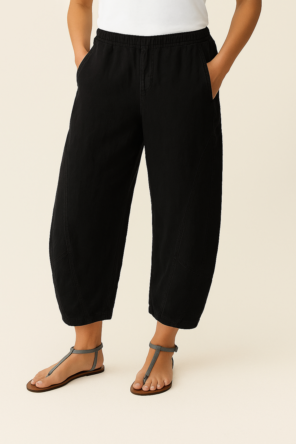 Pantalones de algodón de colores sólidos para mujer