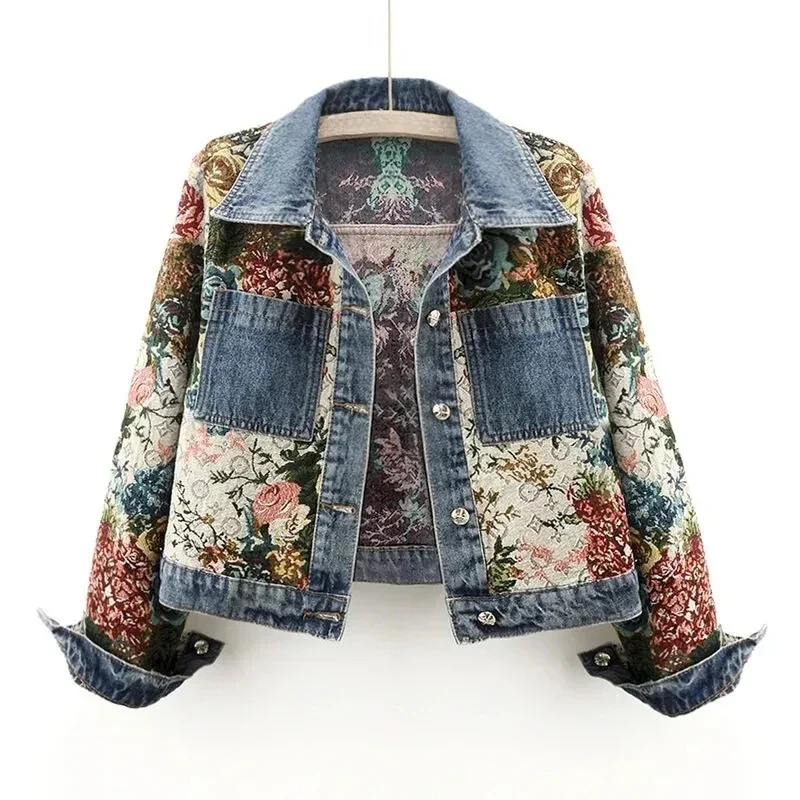 Chaqueta vaquera floral para mujer