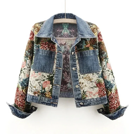 Chaqueta vaquera floral para mujer