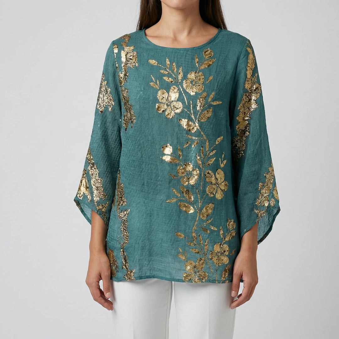 Aurenbloom - Blusa de manga larga con estampado floral