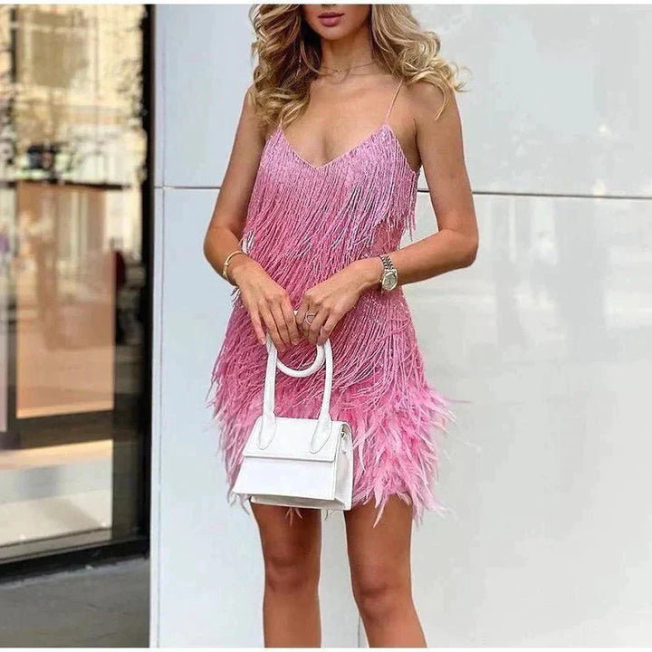 Minivestido de plumas para mujer