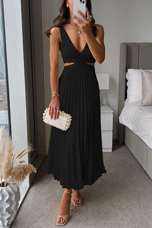Maxivestido plisado de mujer