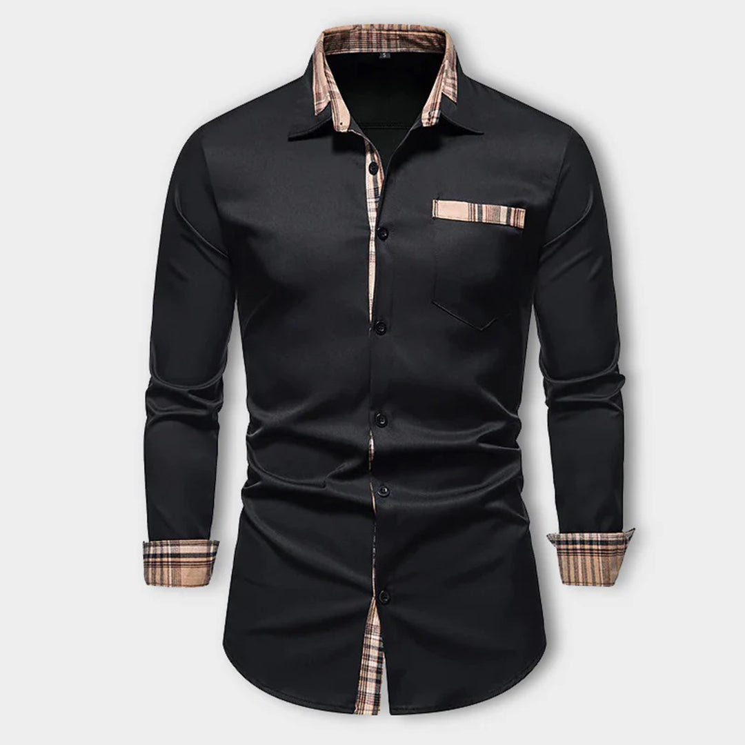 Camisa con detalles de cuadros refinados