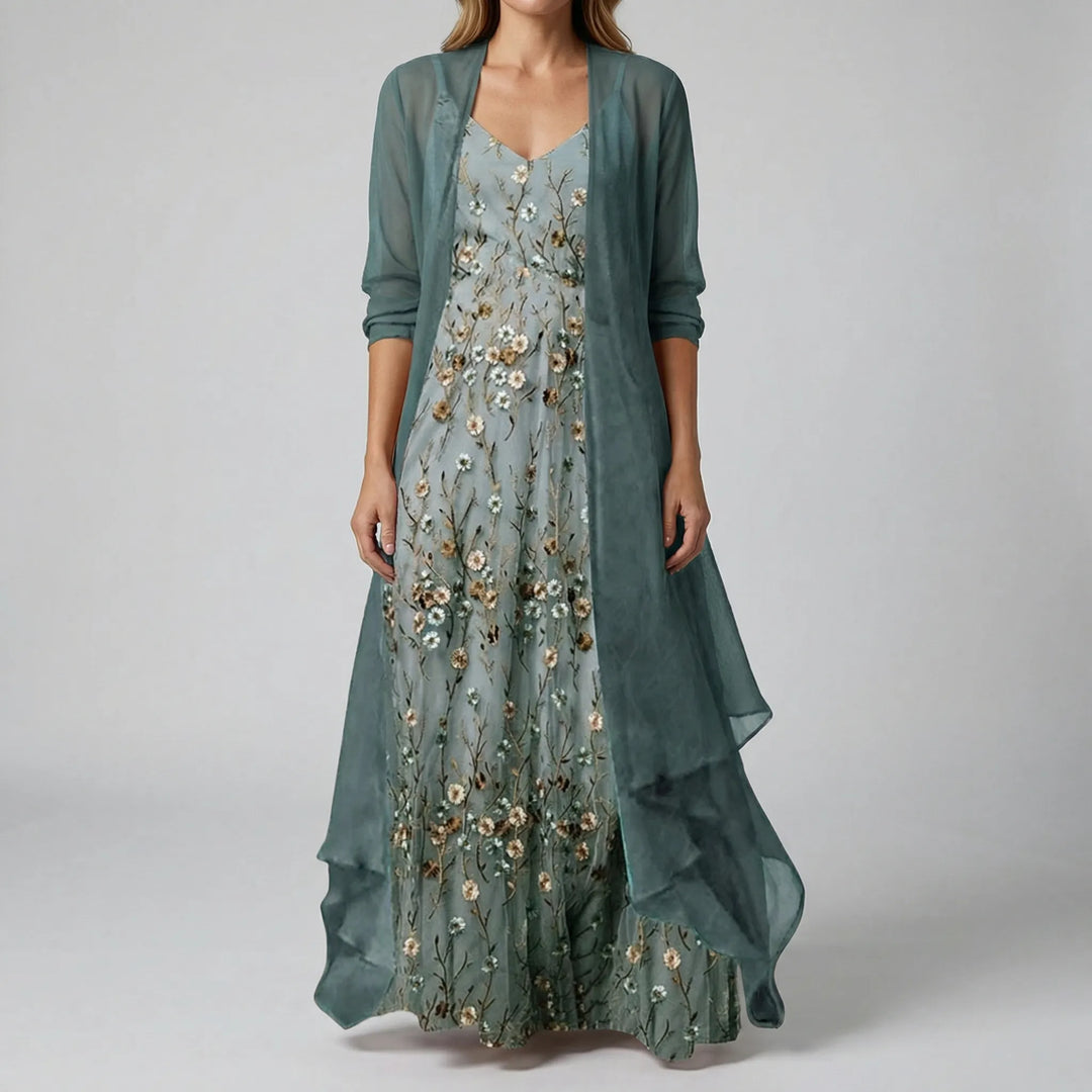 Bloomenset - Conjunto maxi de dos piezas con estampado floral