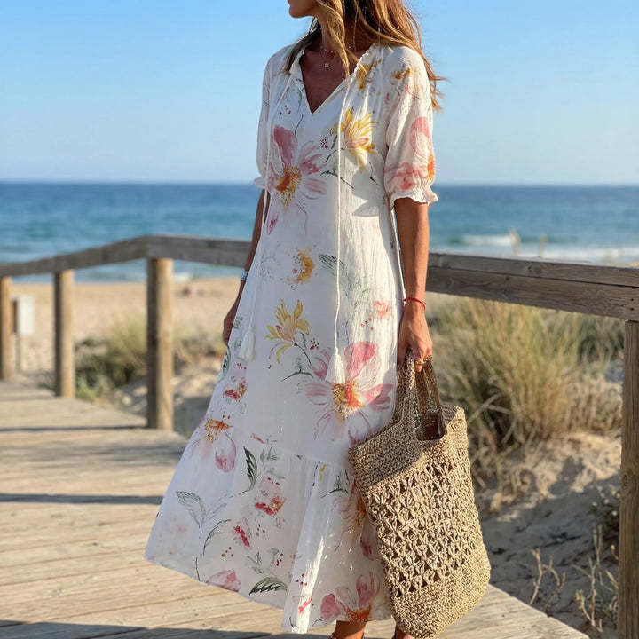 Bohvela - Vestido largo estilo boho con estampado floral