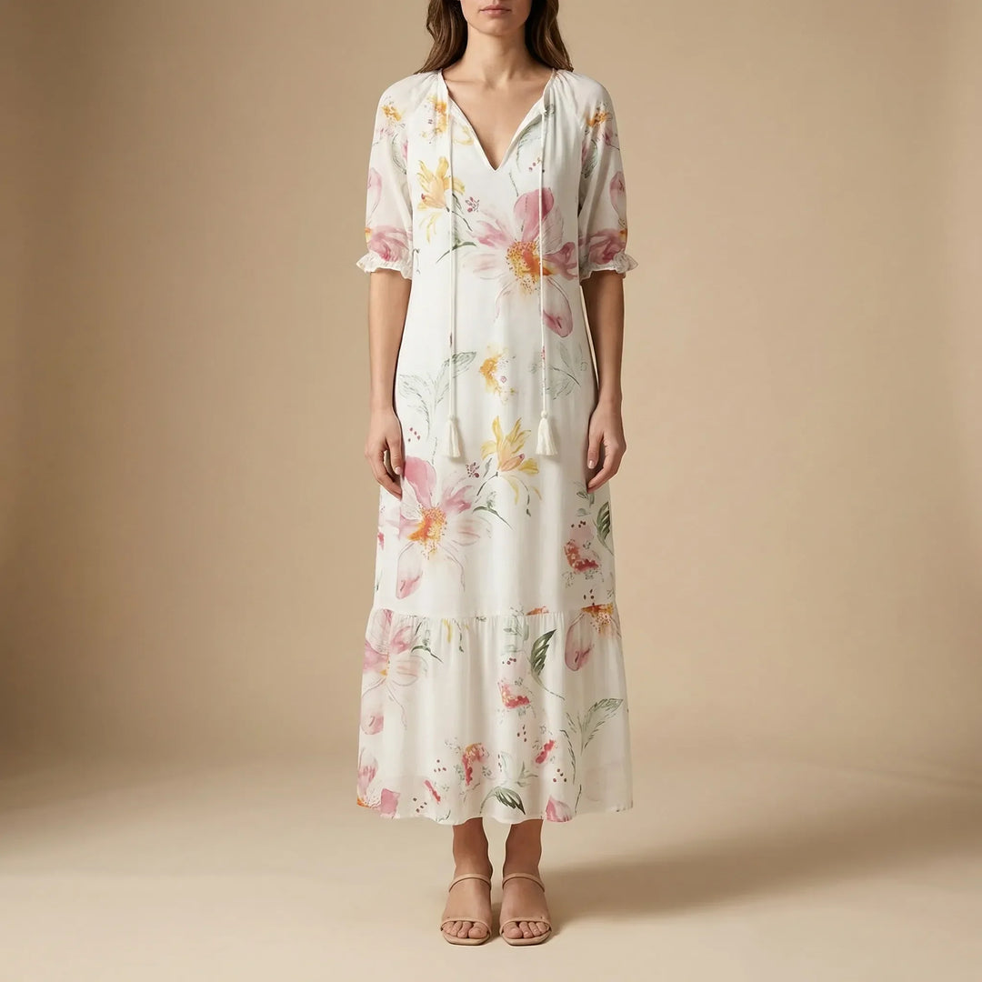Bohvela - Vestido largo estilo boho con estampado floral