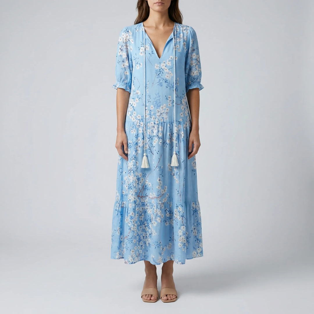 Bohvela - Vestido largo estilo boho con estampado floral