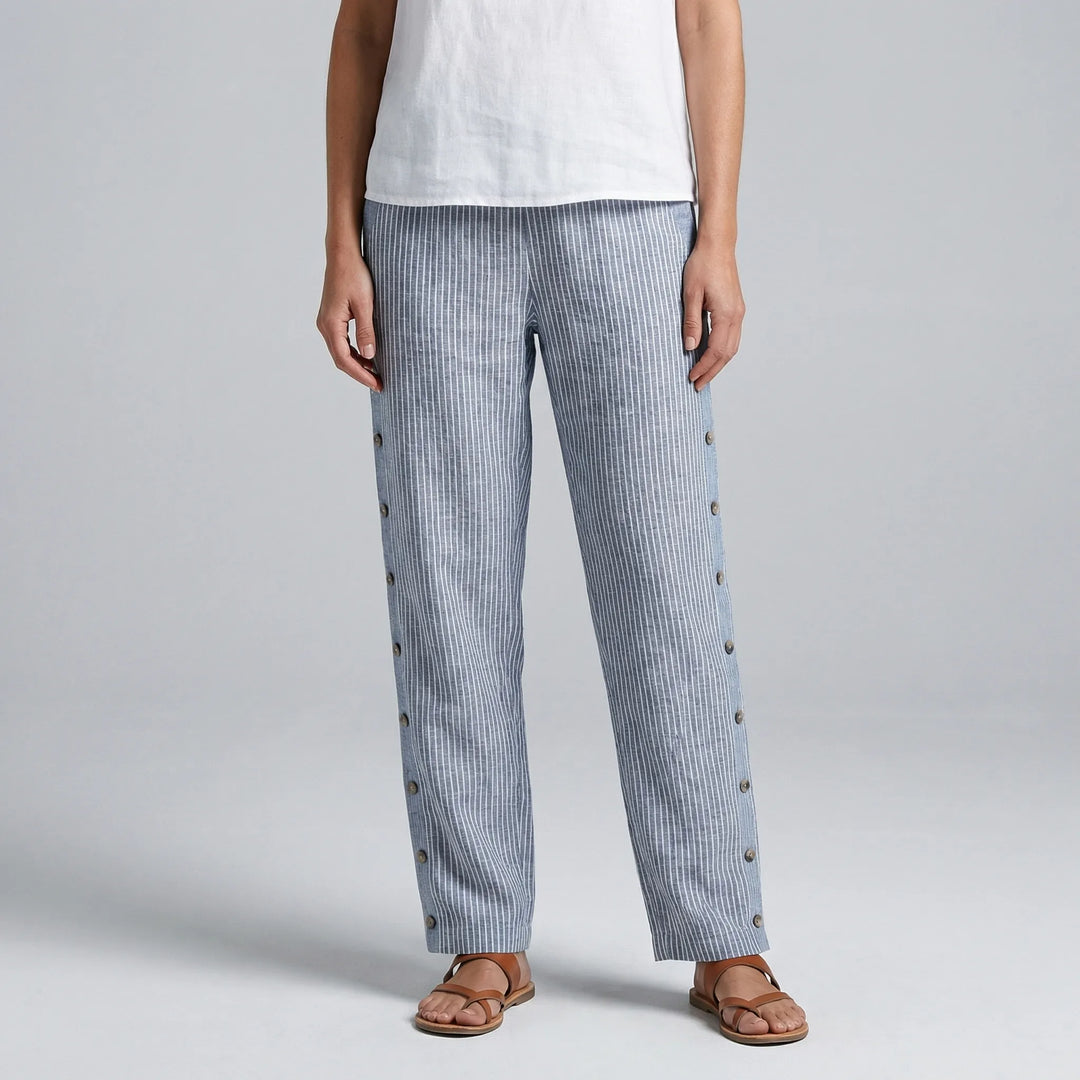 Breevia - Pantalones casuales holgados de pierna ancha y rayas