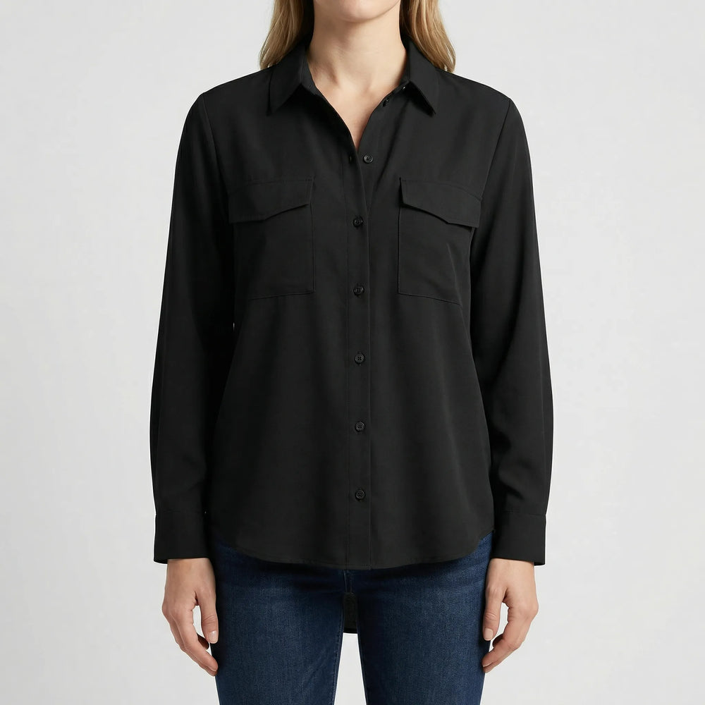 Brixette - Blusa de manga larga con botones y corte relajado
