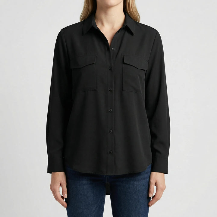 Brixette - Blusa de manga larga con botones y corte relajado