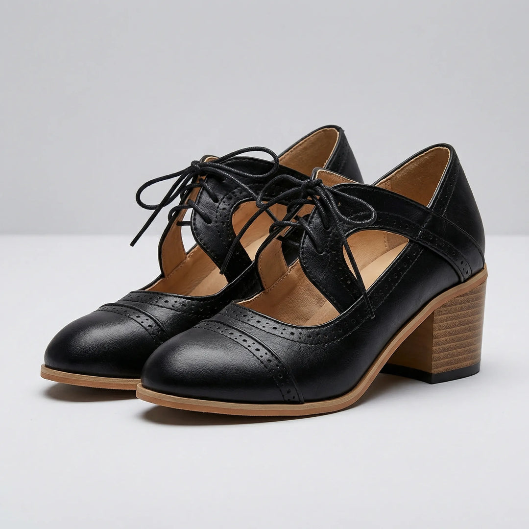 Broquella - Bota brogue con tacón de bloque y cordones