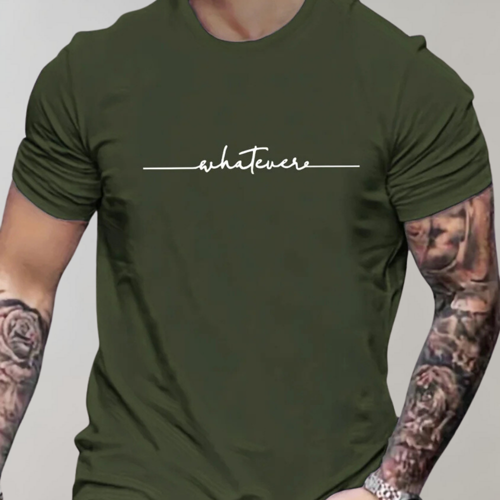 Camiseta casual de hombre con cuello redondo y estampado minimalista